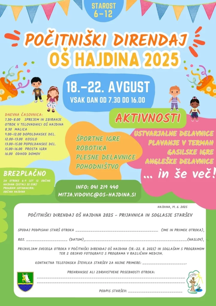 Počitniški direndaj Osnovna šola in vrtec Hajdina 2025